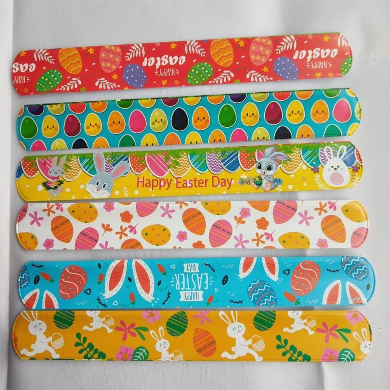 Set of 48pcs Easter Wristbands Surprise Snap Bracelets for Easter Parties Gatherings Snap Bracelets in Various Styles