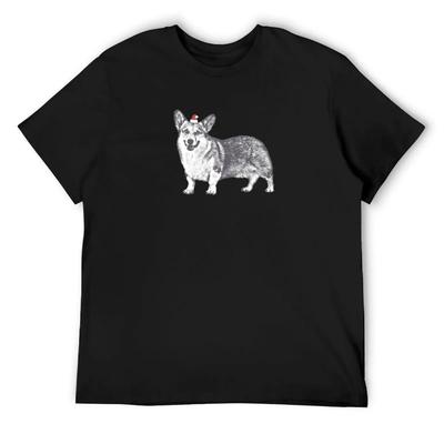 Aqua der Corgi Weihnachtsmannmütze T-Shirt Streetwear Kleidung Sweat Herren einfache T-Shirts