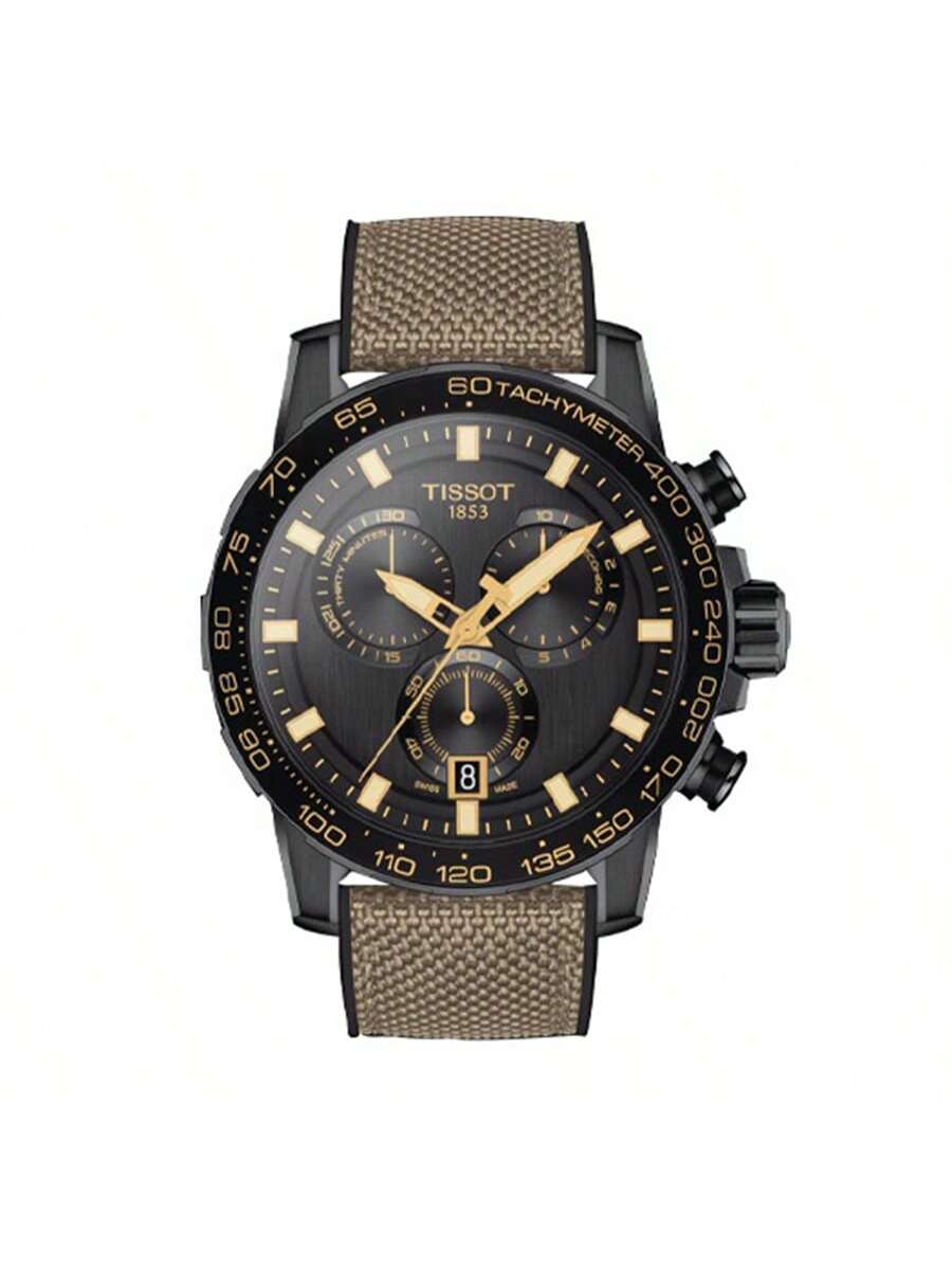 

Supersport Chrono Basketball Edition T125.617.36.081.00: Стильний чоловічий спортивний кварцовий годинник зі шкіряним ремінцем, круглий T125.617.37.051.01 бежевий/чорний