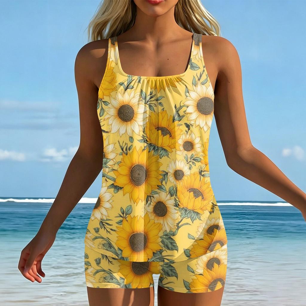 Women's Printed Split Swimsuit Sport Swimsuit Two-Piece Set