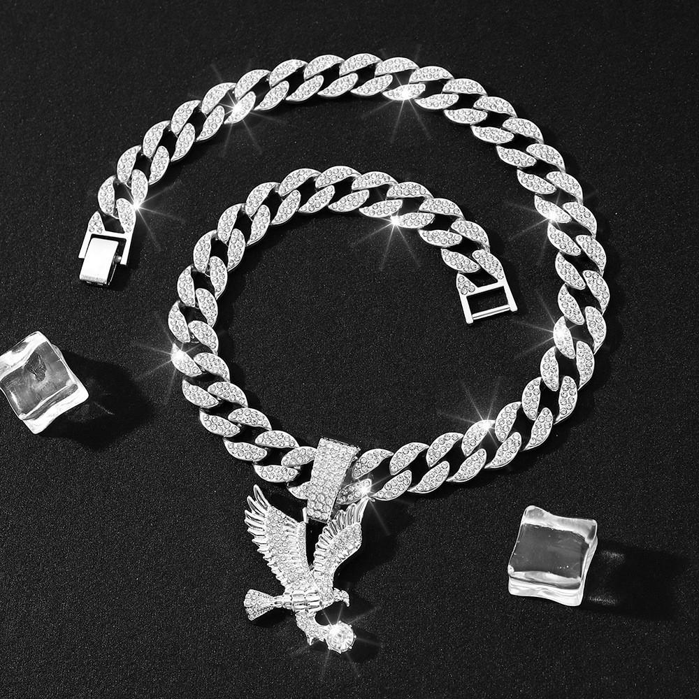 Hip Hop Street Animal Necklace, European and American Men's Cuban Chain Decoration, Personalized Alloy Eagle Pendant