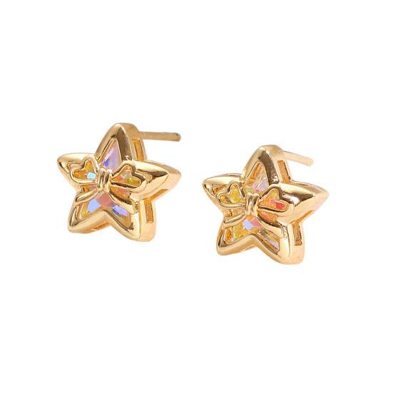 Earrings Necklace Star Shape Ear Studs with Imitation Pearl Detail Adjustable Chain Bracelet Dating Gatherings Jewelry Gift