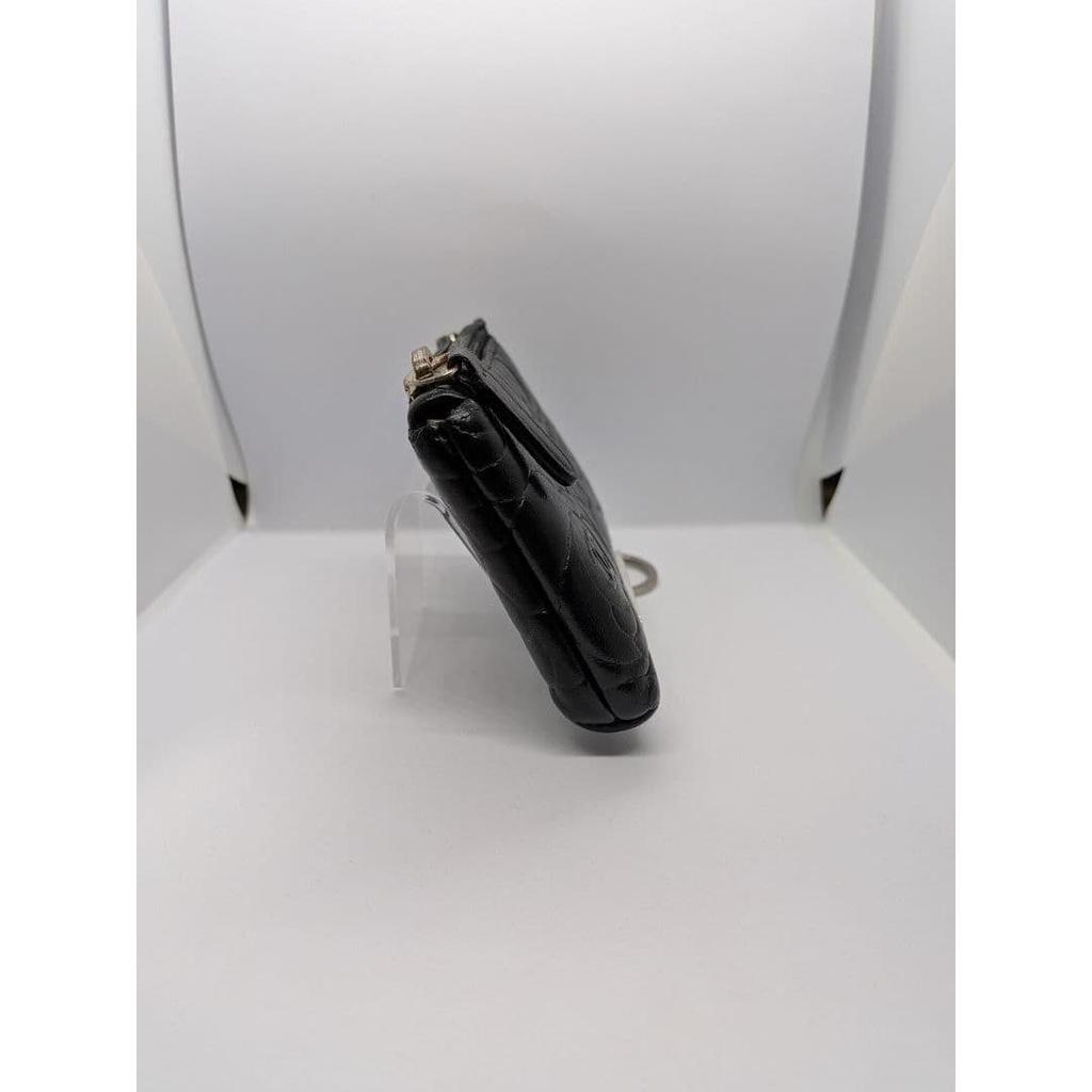 Used CHANEL Camellia Coin Case Black