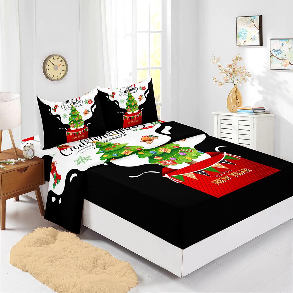 Popular Christmas Mattress Four-Piece Children'S Bedding Digital Printing Mattress Protective Cover