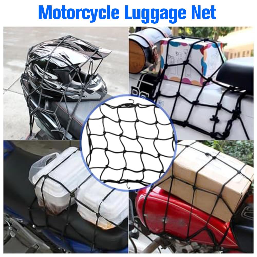 Motorcykelbagagenät Cykel 6 Krokar Hålla Ner Bränsletank Bagagenät Nät Styling Hög Kvalitet Moto Justerbart Lastnät