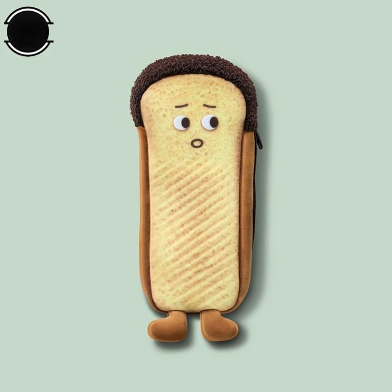 1pcs Fun Bread Cute Plush Creative Pencil Bag School Stationery Bag Multi Functional Pen Bag Wallet Handbag Learning Supplies
