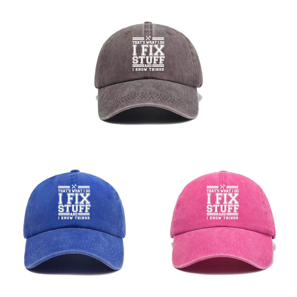 Fix Stuff Cotton Baseball Cap With Embroidered Print For Summer Outdoor Sunshade
