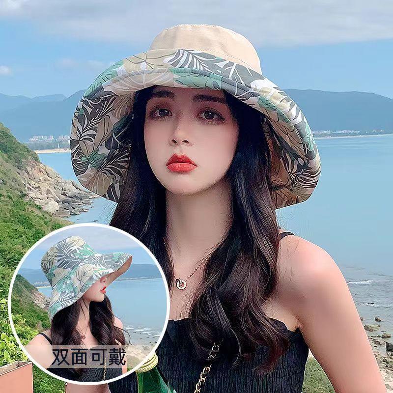 Hat sunscreen female sunshade summer double-sided bucket hat Korean anti-ultraviolet sunshade foldable sunscreen hat