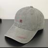 Fashion Hat Korean version embroidery R letter Weiya man pure cotton soft top baseball cap women's big head circumference shows face small shade cap