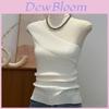 French Style Knit Tank Top With Ice Silk Fabric For Summer Casual Wear