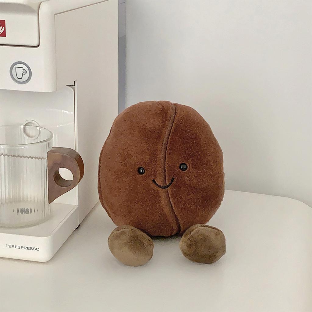 Simulated Coffee Bean Plushies Soft Doll Brown Coffee Food with Foot Adorably Plush Toy Home Decor Xmas Gifts Girl
