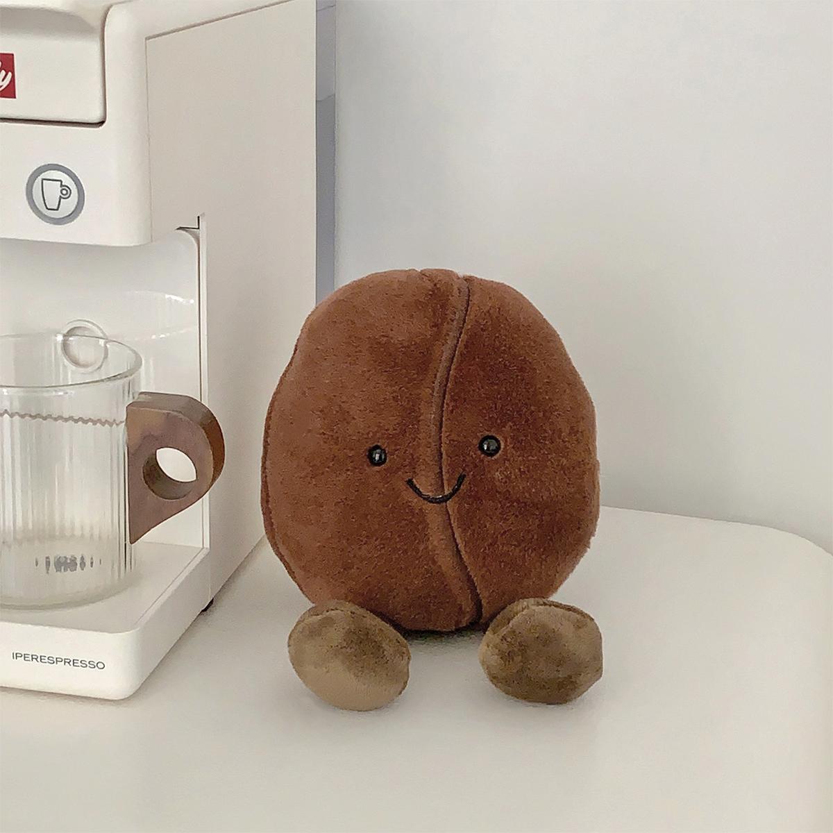 Simulated Coffee Bean Plushies Soft Doll Brown Coffee Food with Foot Adorably Plush Toy Home Decor Xmas Gifts Girl 13cm Including feet