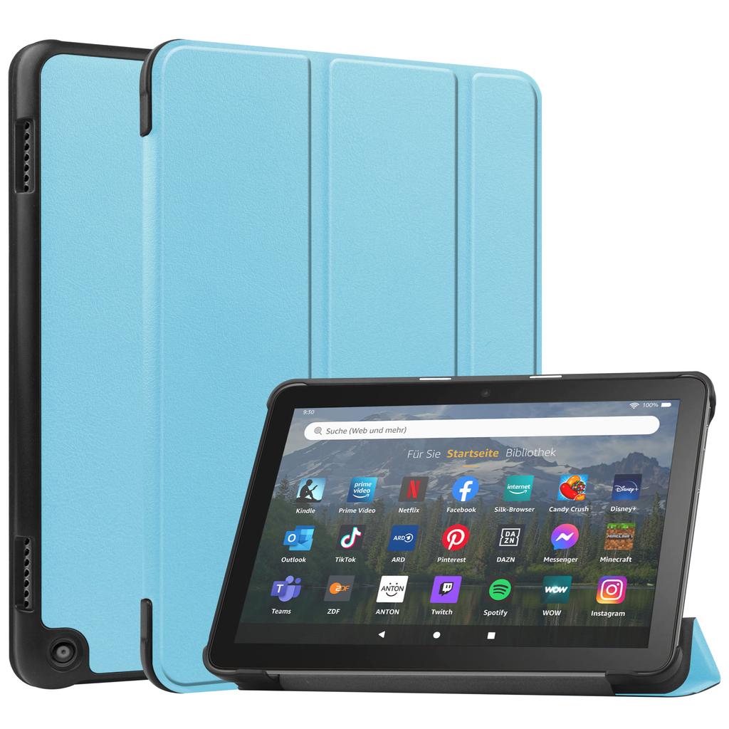 Trifold PU Leather Tablet Cover Protective Case with Automatic Sleep for New Fire HD 8 12th Generation 2022 Release Simple Style
