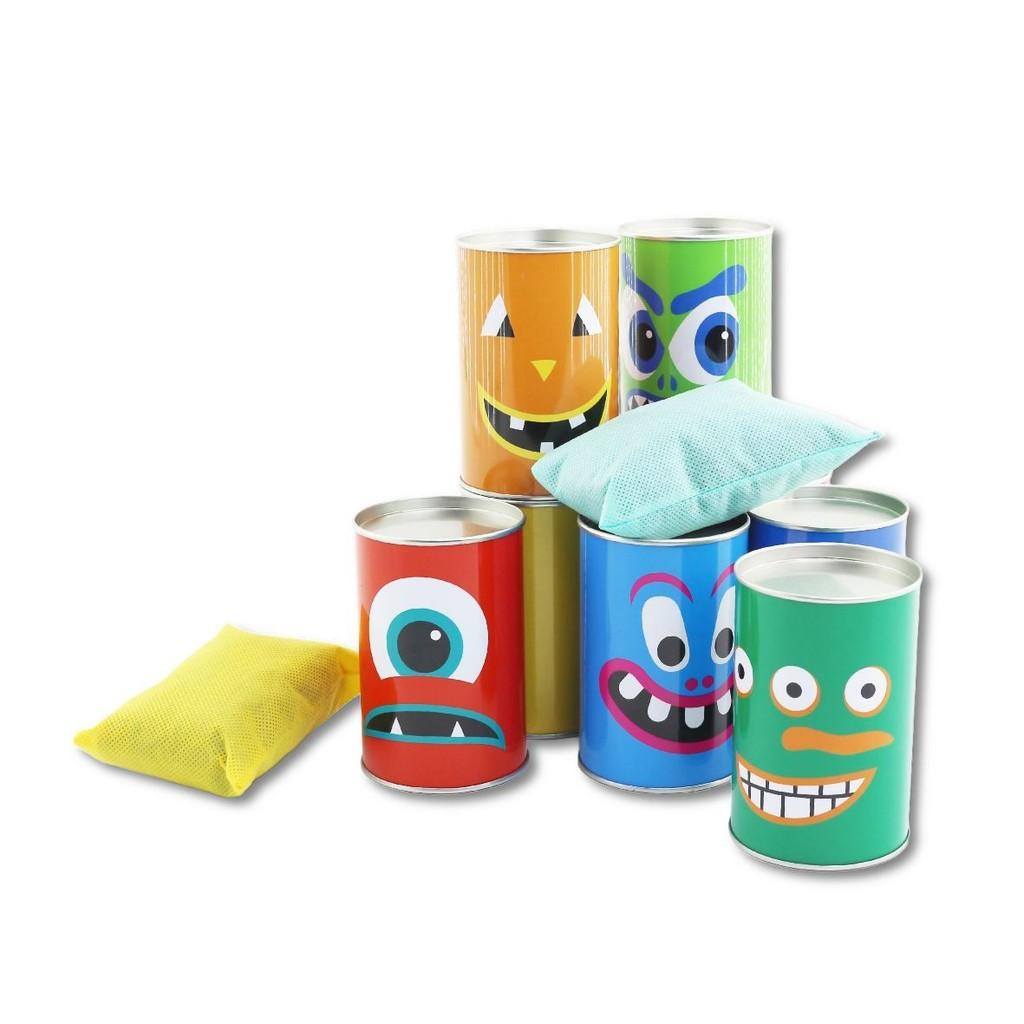 Iron Kids Bean Bag Toss Game Set With 10 Cans And 3 Sandbags For Parent Child Play