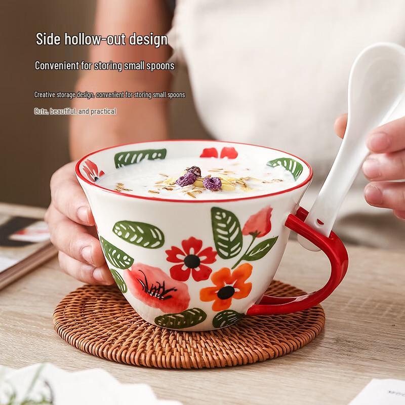 Zhishe American Style Hand-painted Ceramic Mug with Spoon