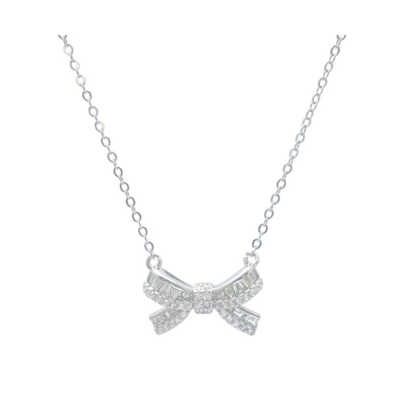 S925 Sterling Silver Bow Pendant Necklace - Versatile Clavicle Chain for Qixi Valentine's Day Gift