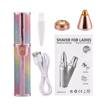 Electric Eyebrow Trimmer with LED Eyebrow Hair Remover 2 In 1 USB Rechargeable Painless Hair Remover Tool for Eyebrow Nose Face