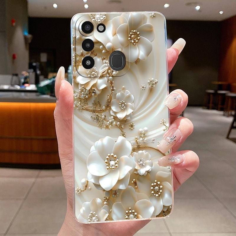 Back Cover For Tecno Spark 8C Case Clear Luxury Fashion Aesthetic Butterfly Flower Soft TPU Silicone Phone Case Tecno KG5k KG5j