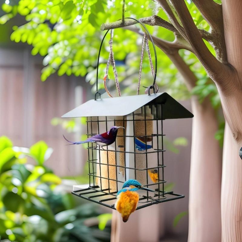 Rural Iron Bird Feeder Station Wildbird Shelter Place With Easy Refill Feature Ideal For Wild Bird Enthusiasts