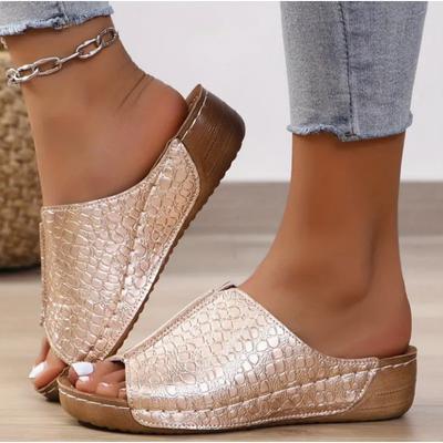 Summer New Slope Heel Platform Slippers Open-toed Fish Mouth Sandals Foreign Trade Women's Shoes Large Size Cross-border Cool Slippers