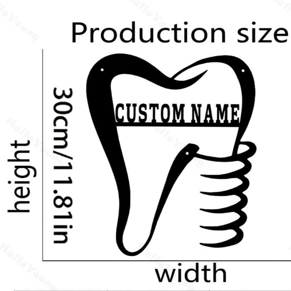 Custom Metal Sign Tooth Silhouette Surname Decor Hot Sale for Doorway Garden Home