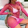 Rochie Bodycon Sexy cu Gât Rotund Femei Plasă Bikini Acoperire Îmbrăcăminte de Plajă Margine Skinny Mini Rochie Elegantă Club Petrecere Noapte Vestidos