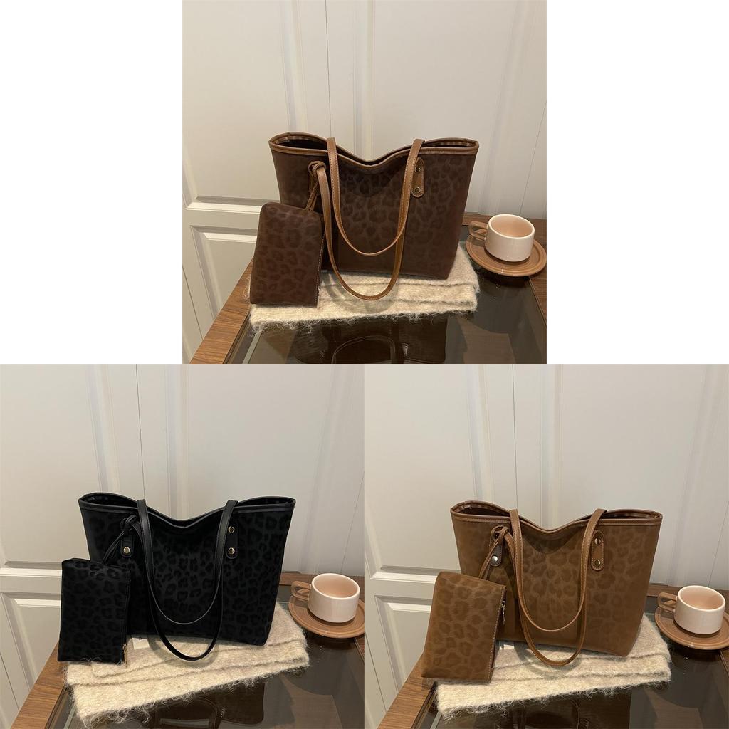 Street Style Leopard Print Tote Bag With Zipper Closure For Daily Use