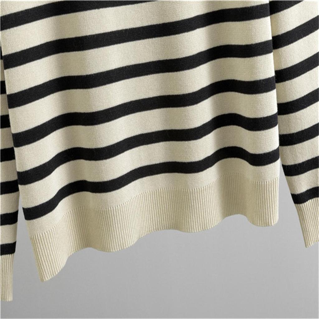 Spring Casual Fashion Suit Fashionable Striped Knitted Top Wide Leg Pants Two Piece Set for Women