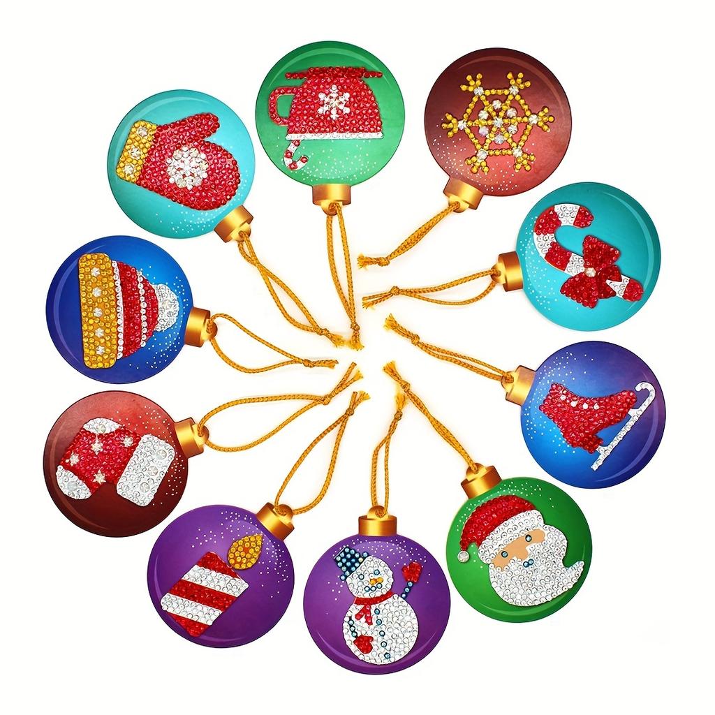 DIY Christmas Diamond Painting Decor Set (1 Set) - Hanging Ornaments, Tree Decor & Gift Cards, Handmade with Self-Drilling Needed