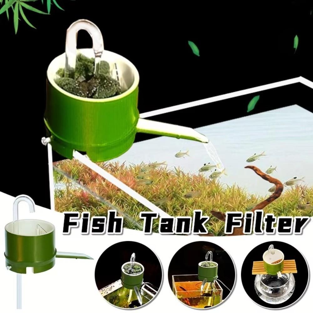 Durable Plastic Aquarium Filter Box Round Bamboo Fish Tank Air Pump Internal Filter 3 In 1 Fish Tank Filter