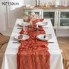 Boho Gauze Table Runner Crinkled Cheesecloth Reusable 14ft Long for Holiday Gathering Rustic Wedding Decor