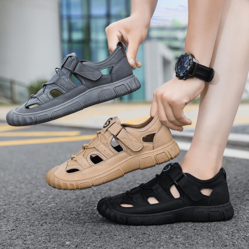 Men's Sandals Summer New Anti-slip Wear-resistant Beach Sandals Men Outdoor Non-slip Fashion Men Mesh Hollowed Wading Flip-flops