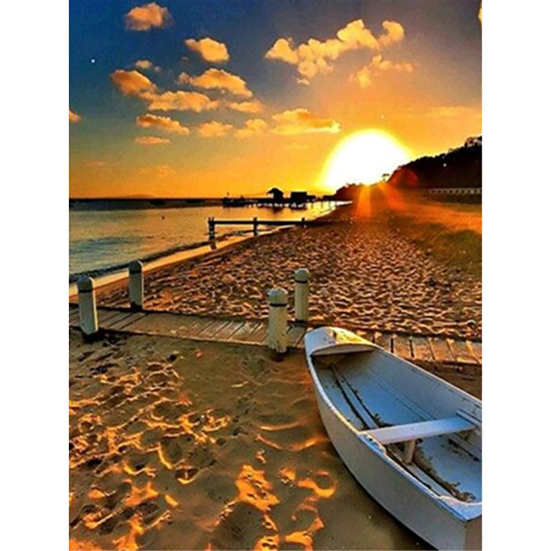 5D Diamond Painting Landscape Sunset Sea View Full Round Diamond Embroidery Cross Stitch Painting Mosaic Home Decor Gift