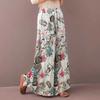 Floral Print Wide Leg Women Pants Spring Drawstring Bohemia Trousers Lady Casual Loose Elastic Waist Pantalonsw