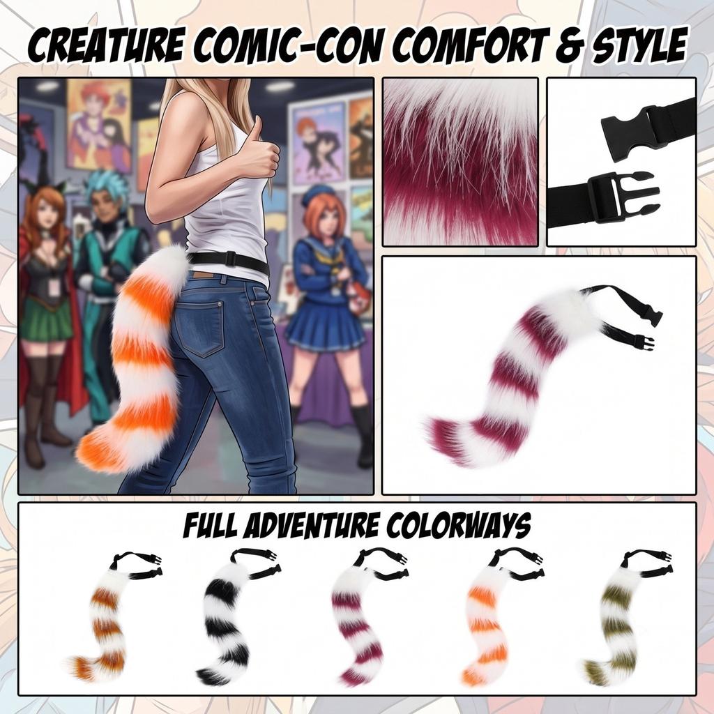 Plush Furry Animal Tail Costume Accessory for Halloween Party