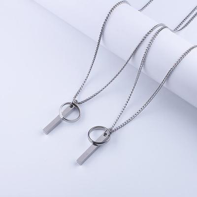 Titanium Steel Ring Pendant Necklace for Men & Women - Small Long Chain Accessories for Couples & Students