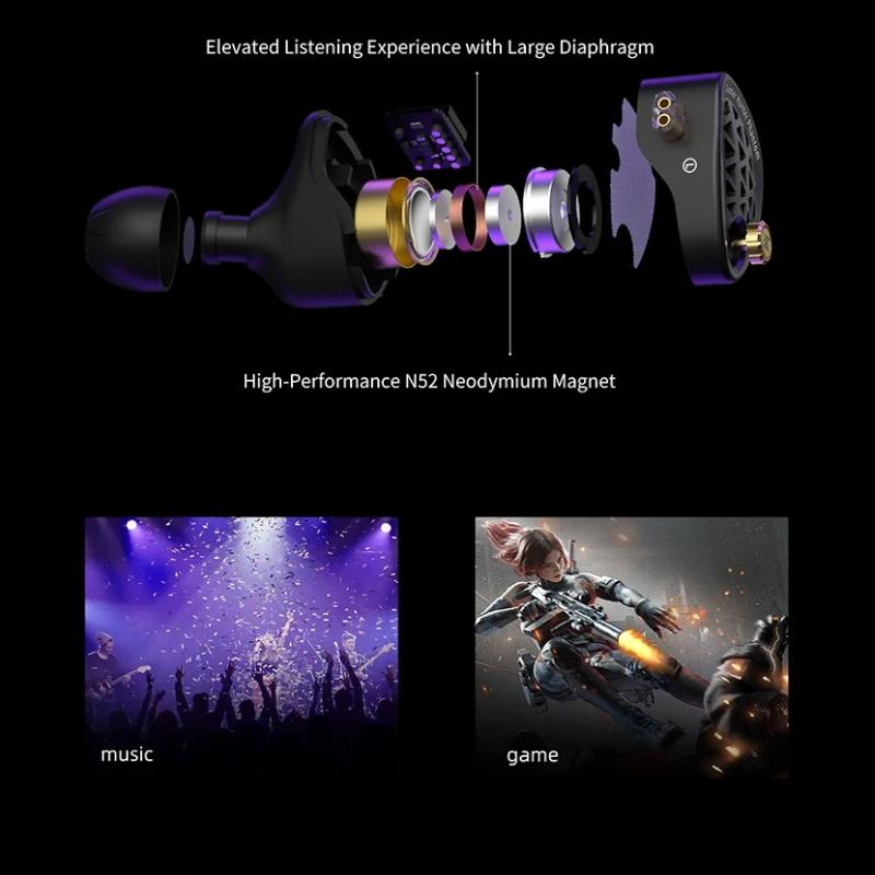 KZ Phantom In-Ear Gaming Earphone 4-Speed Custom Tuning Switch DSP HiFi IEM Game Sound Card For PC