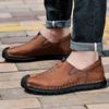 2025 autumn and winter new men's casual leather shoes large size one pedal hand-stitched lace-up outdoor tooling shoes