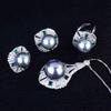 Light Luxury Imitation Tahitian Black Pearl Set, Slightly Inlaid With Diamond Opening Ring, Colorful Treasure Stud Earrings Necklace.