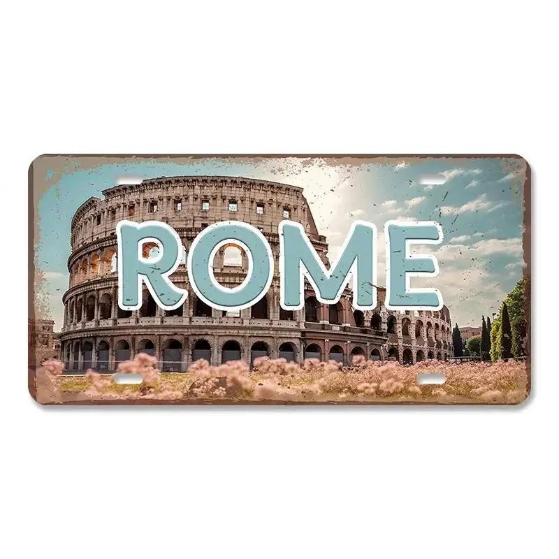 Vintage Metal Tin Signs Decors Country Capital City License Plate Retro America France Brazil Turkey Metal Posters Cafe Club Bar