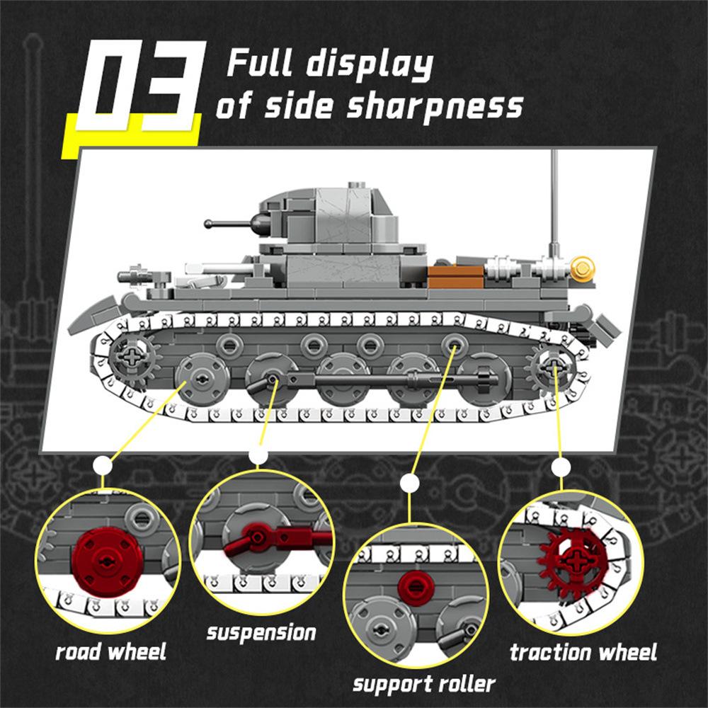 Anglická verze je kompatibilní s modelem malých částic Military No. 1 tank, dětská stavebnice