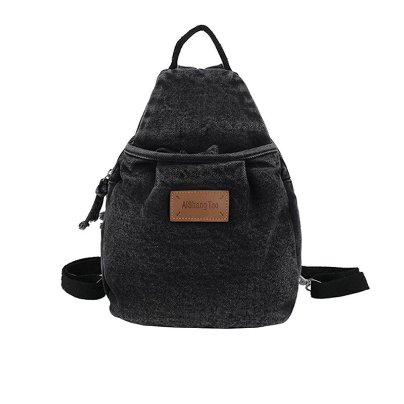 

Multi-Purpose Backpack Women s Denim Chest Bag Large Capacity Shoulder Bag чорний
