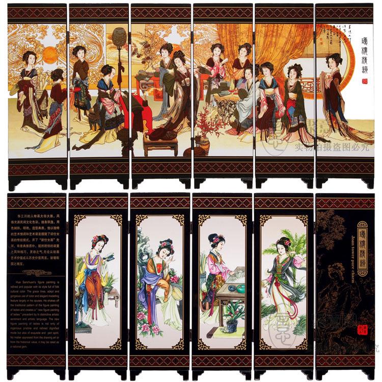 Chinese Style Desktop Lacquer Screen Ornament - Handmade Souvenir Home Decoration Gift