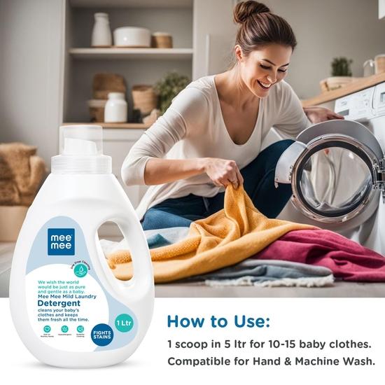 Mee Mee Baby Liquid Detergent 1 L | Ph Balanced, Free from Harsh Chemicals, Safe for Mother's Hands  | Anti-Bacterial, Removes Stains