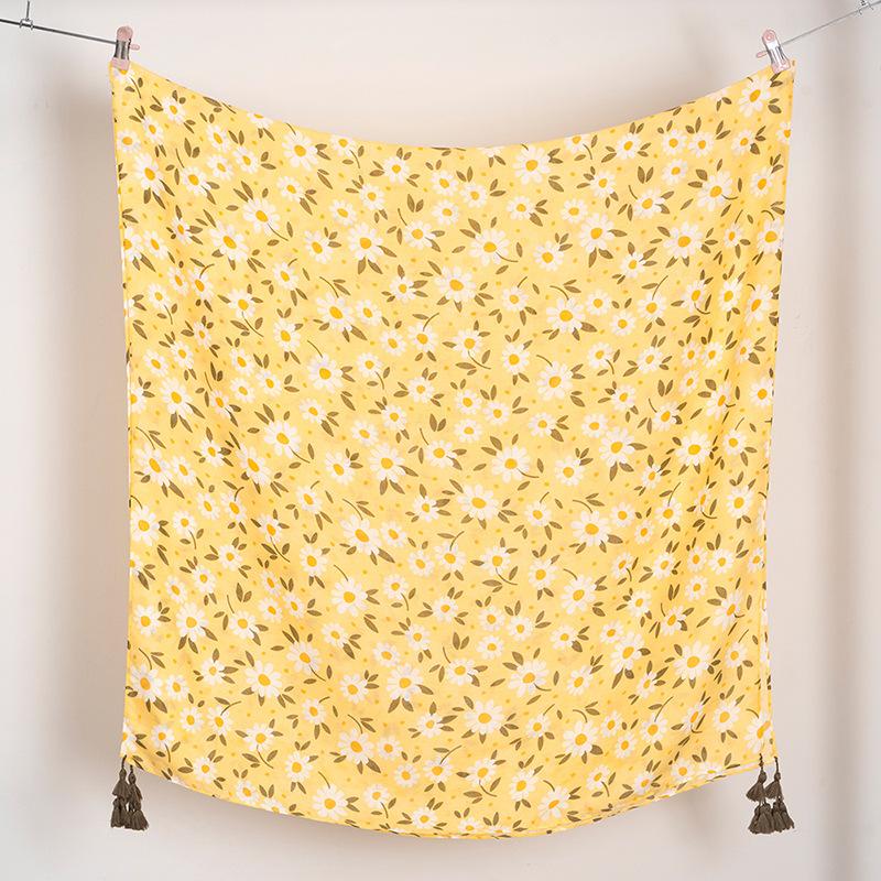 Spain Lovely Branch Floral Tassel Viscose Shawl Scarf High Quality Wrap Pashmina Stole Bufandas Muslim Hijab Sjaal 180*90Cm