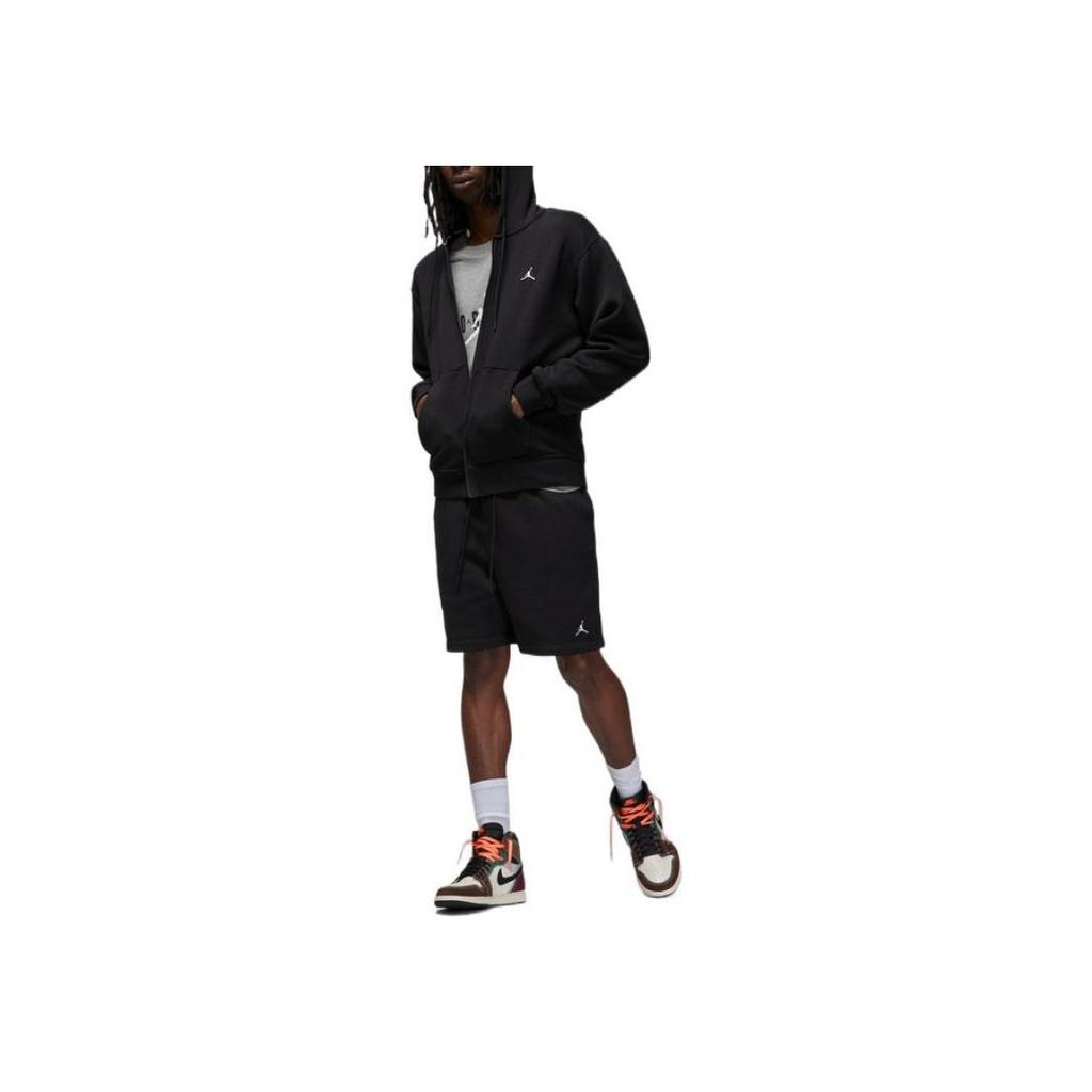 Jordan FW22 Embroidered Logo Zip Hoodie With Fleece Lining Men Hoodie Black DQ7351-010