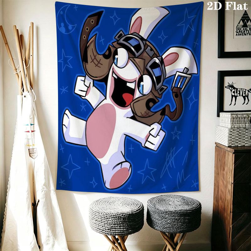 Rabbids Invasion Chaos Wall Hanging Printed Fabric Blanket Decorative Tapestries for Bedroom Living Room Home Decor