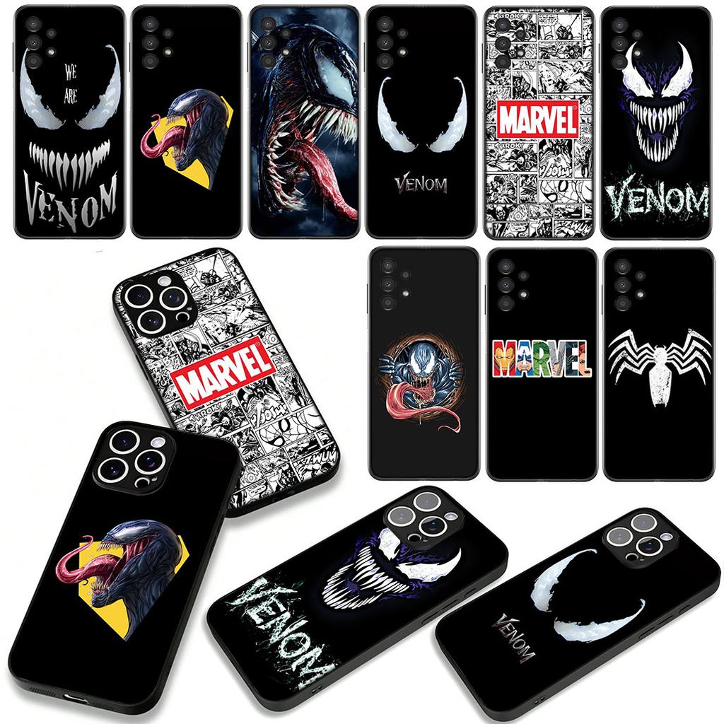 Phone Cover for Samsung Galaxy A55 A54 A25 A36 A17 A26 A35 A33 A34 A14 A37 S8 S9 S20 S21 FE S10 Plus Case Marvel Venom Casing