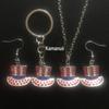 European & American Independence Day 4-Piece Set: Necklace, Earring, Keychain with Alloy & Rhinestone.