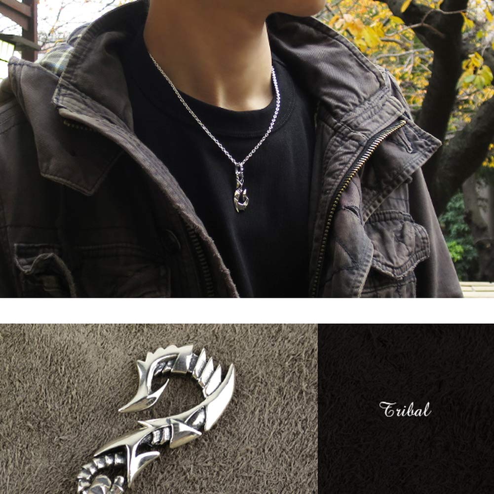 Gin no Tribal Fishhook Pendant Top not Sterling Silver 925 Necklace Head Fishing Fishing Hook [Shinjuku Kura] (Chain included) Men's